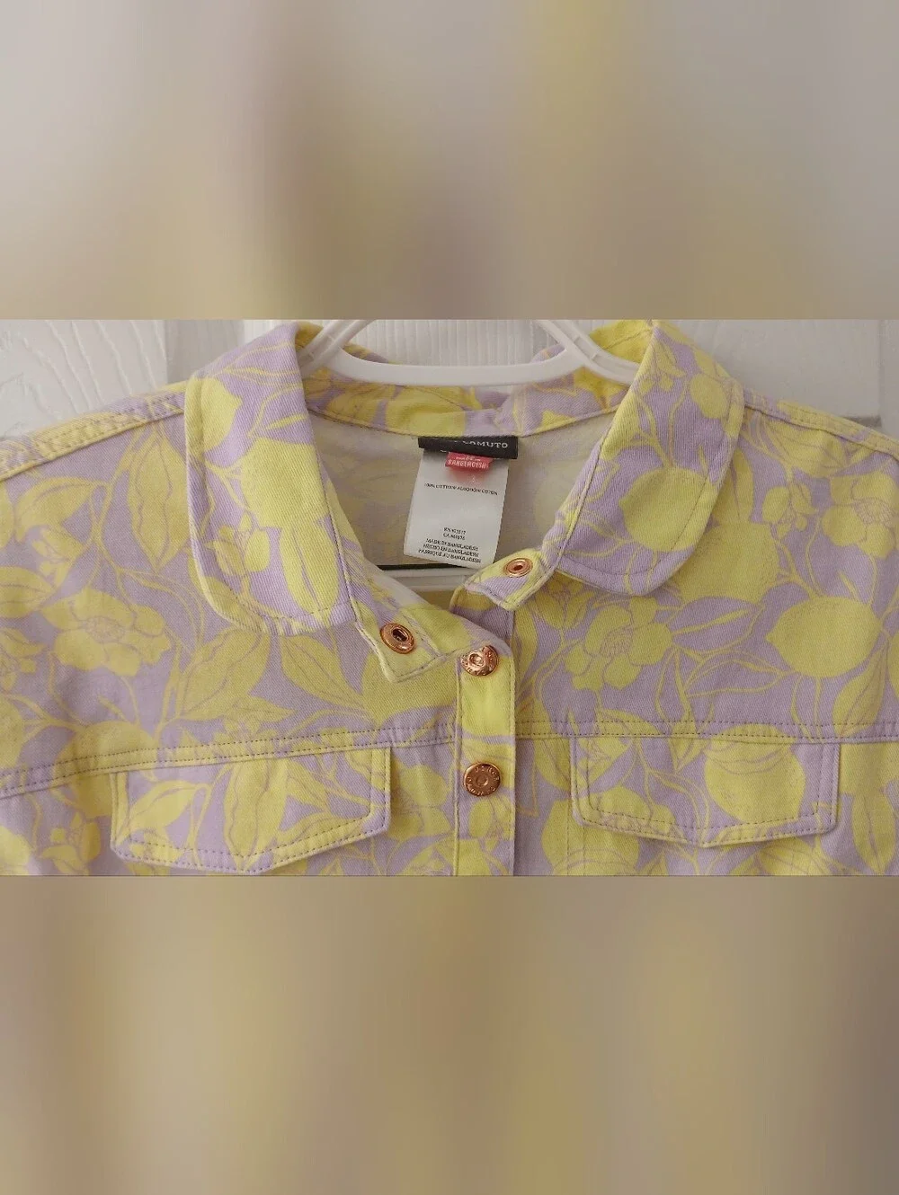 Vince Camuto Girls Romper – Size 12 – Lavender/Yellow Print – 100% Cotton
